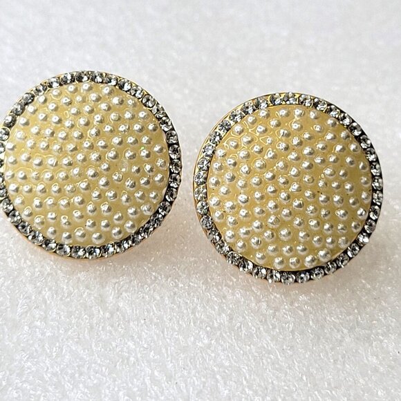 Round Crystal Studded Earrings - Picture 2 of 6